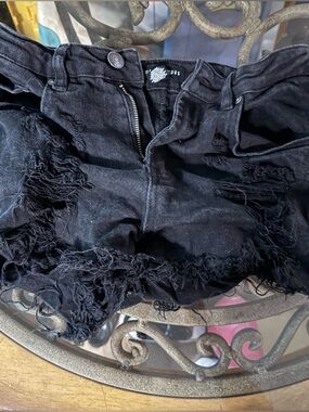 Almost Famous Black Denim Distresses Shorts